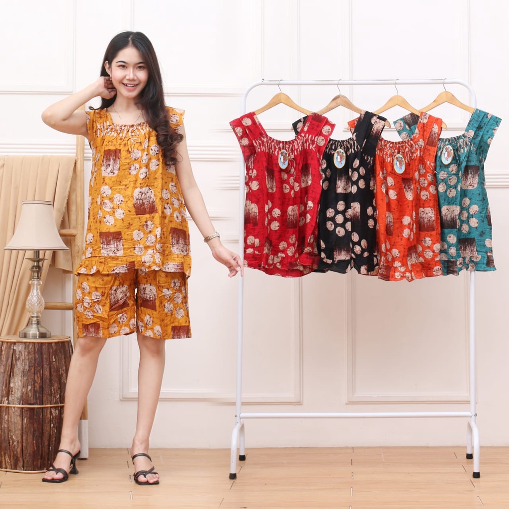 Setelan Hotpen ld 100 bahu karet bahan rayon tanpa lengan