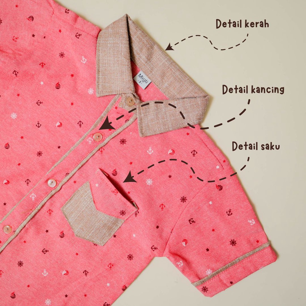 Nuna Store Setelan baju celana anak bayi Usia 6 bulan - 3 tahun IMK Motif Kemeja Kantong Coklat