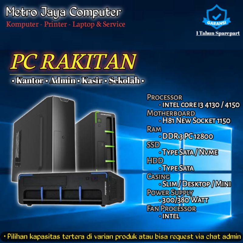PC Desktop / Mini PC Core i3 4130 Kasir / Admin / Kantor / Sekolah