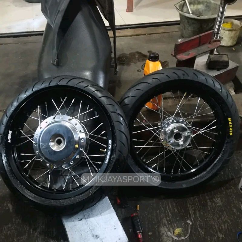 velg pelek tk racing bright ring 14 + maxxis green devil for scoopy r12