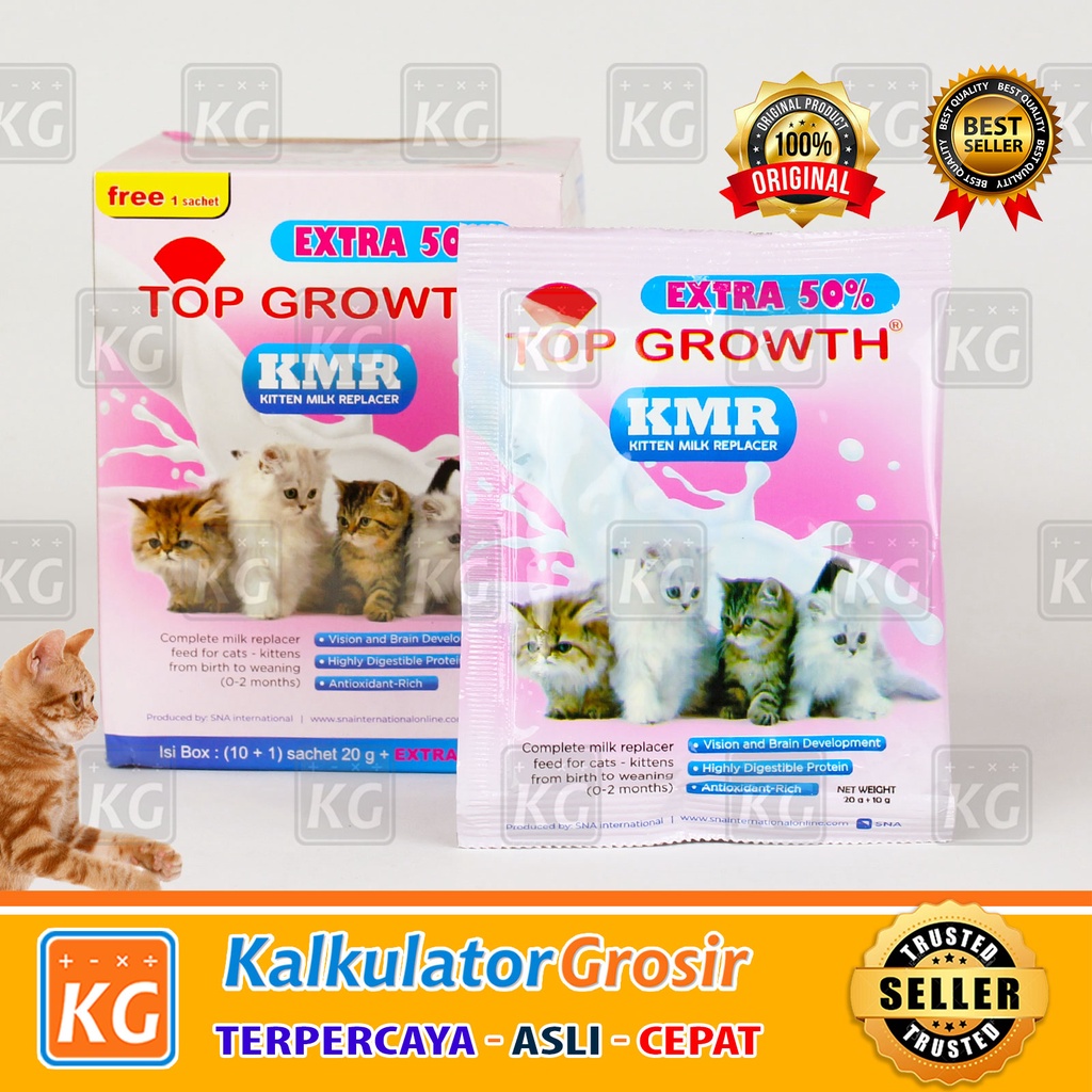 Susu Kucing Top Growth Milk Sachet 30gr Kitten Cat 30 gram Baby Milk 0 - 2 bulan / Bayi Kucing Cat Milk Setara Growssy