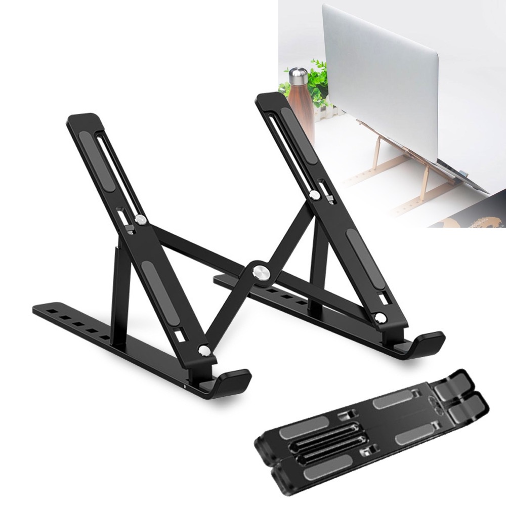 Laptop Stand Aluminium Foldable Adjustable 6 Height - N3 - 7RCF0JBK Black