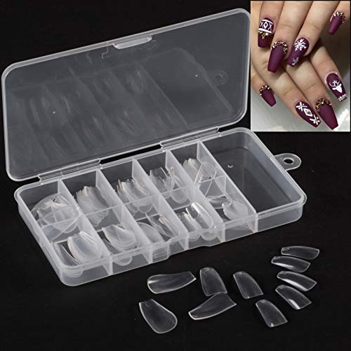 100pcs kuku Palsu fake nails kupal coffin short oval long oval halftip 100pcs Transparan Natural