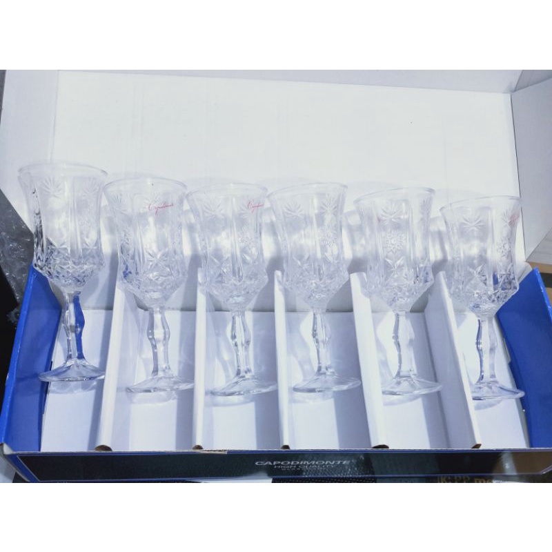 Gelas kaca isi 6pcs/Gelas cantik kaca mewah/Gelas sirup/Gelas Wenie