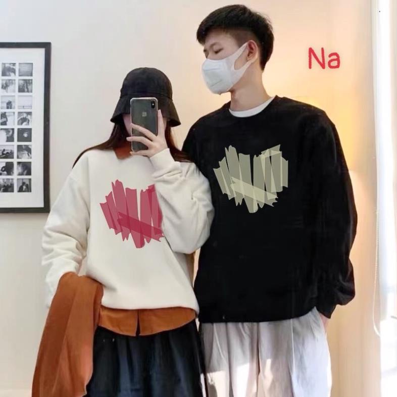 Promo COD Sweater Crewneck Pria Wanita Couple Goals Super hot hit unisex loose form Fleece fabric sharp heart pattern printed sweatshirt for couples