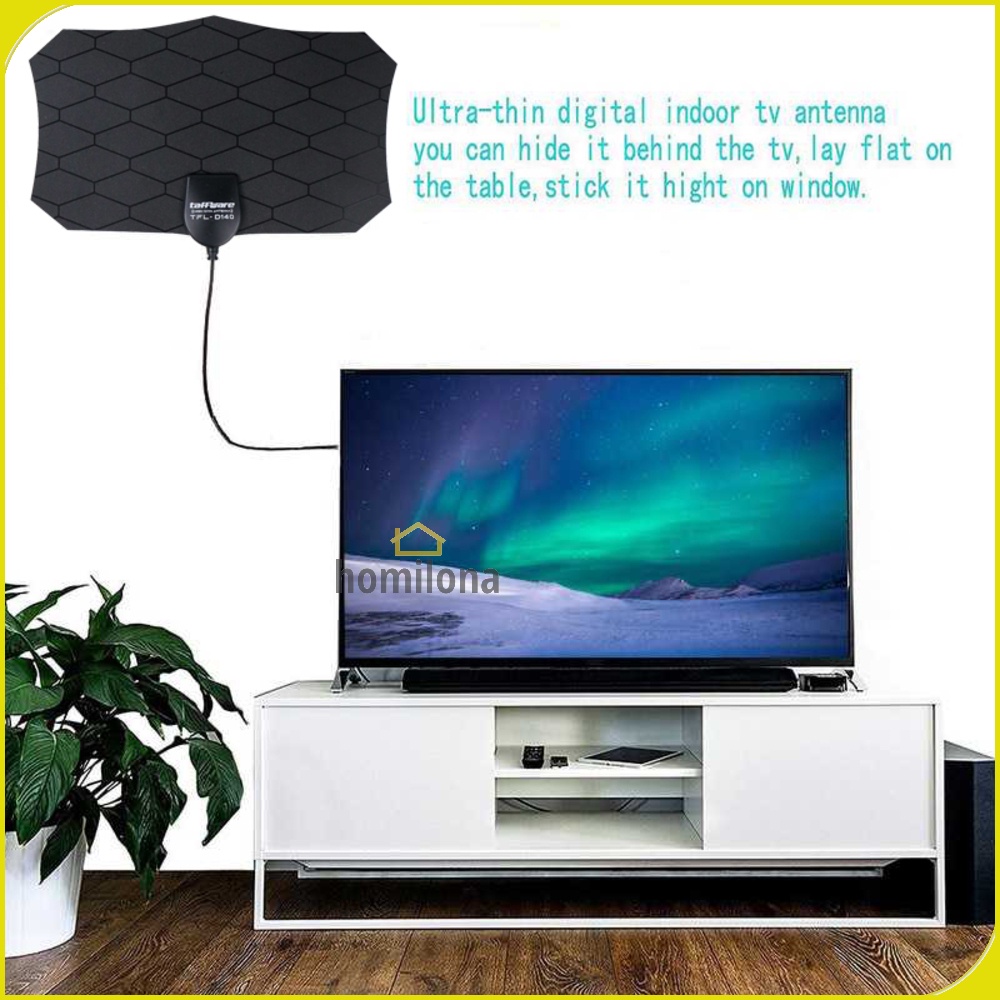 Antena TV Indoor Paket Dengan Penguat Sinyal Boster High Gain 25dB Antenna Bundling Booster Signal Amplifier TFL-D140 Black