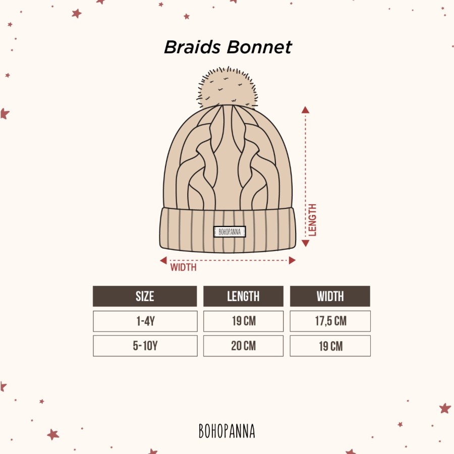 Boho panna BRAIDS BONNET -TOPI BAYI