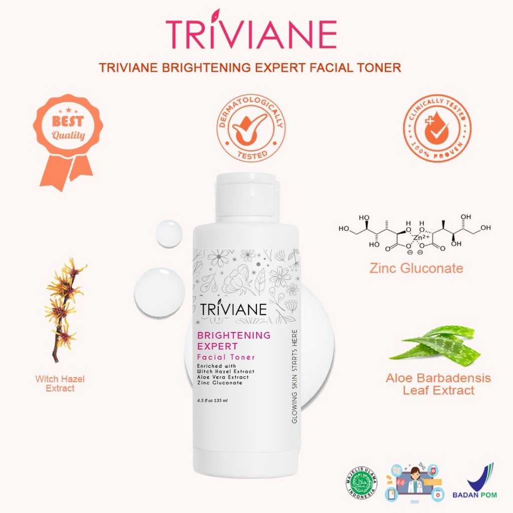 [BPOM] Triviane Brightening Expert Facial Toner 135ml by Triviane Natural Skin Clinic