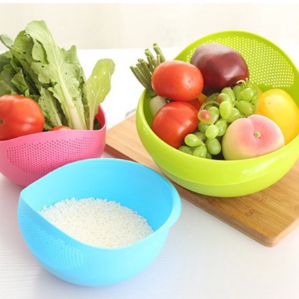 Peralatan Dapur Baskom Pencuci Beras Sayur dan Buah Saringan Kacang HL WCB 08