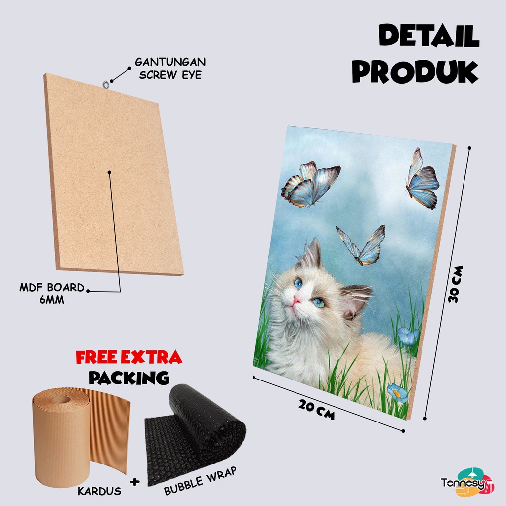 HIASAN DINDING WALL DECOR PAJANGAN POSTER DEKORASI KAMAR RUMAH GAMBAR KUCING