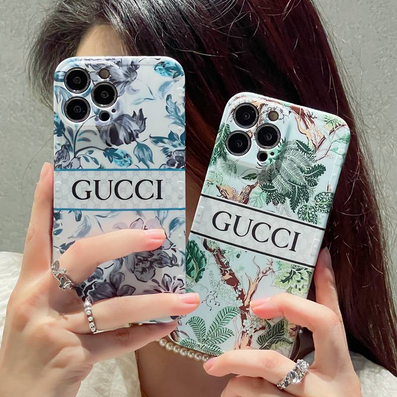 Merek Mewah IMD Case HP iP iPhone X Xr Xs Max14 Plus+Apple11 12 13 Pro Max Sarung Silikon Wanita Casing HP Gucci Logo Daun