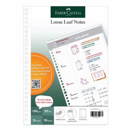 

Faber-Castell Loose Leaf Notes - A Kertas Binder Isi Binder B5 100 gsm tebal