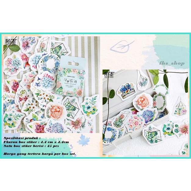 45Pc Stiker Aesthetic Buku Diary Sticker Aesthetic Scrapbook Stiker Lucu Stiker Jurnal Flower Shabby