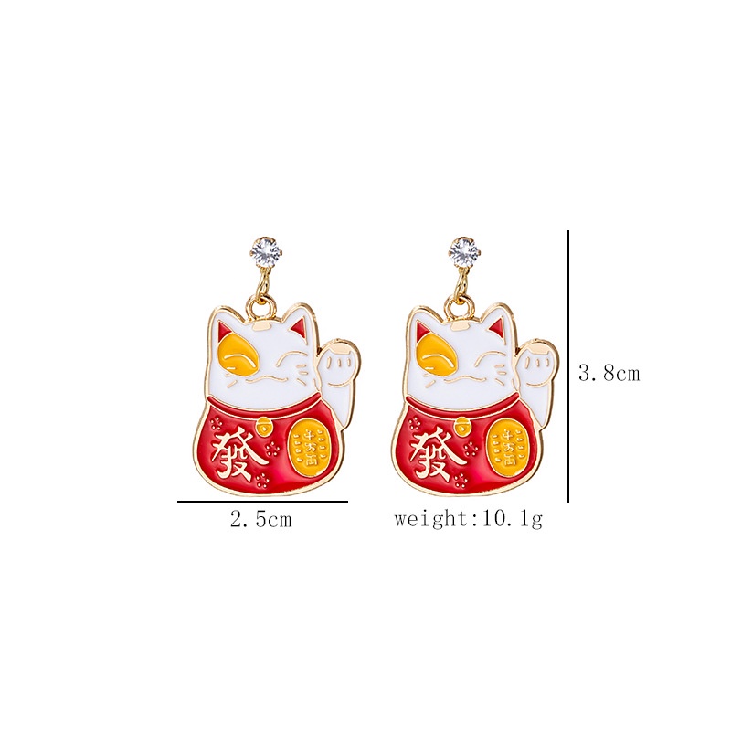 Anting Tusuk Gantung Wanita Bahan Sterling Silver 925 Desain Kucing Kartun Gaya Cina Untuk Hadiah