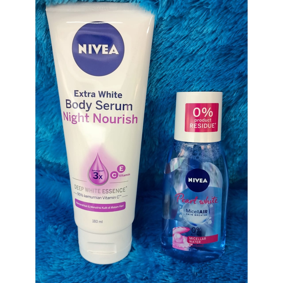 PAKET NIVEA SERUM NIGHT 180ML+MICELLAR PEARL WHITE 125ML