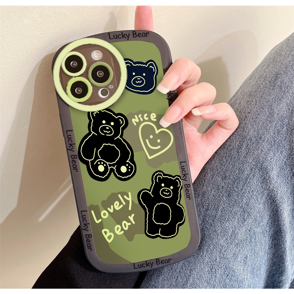 Soft Case Samsung A04 A04S A04E A13 A02S A03 A03S A23 A30S A11 A12 A51 A30 A50 A52 A20S A10S M11 M12Plush Kartun Beruang Matcha Background Warna Desain Vogue Sarung Telepon