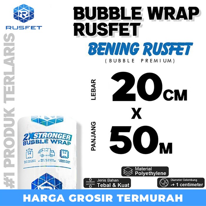 

Bubble Wrap 20cm x 50meter RUSFET BENING Bubblewrap TERMURAH / ROLL