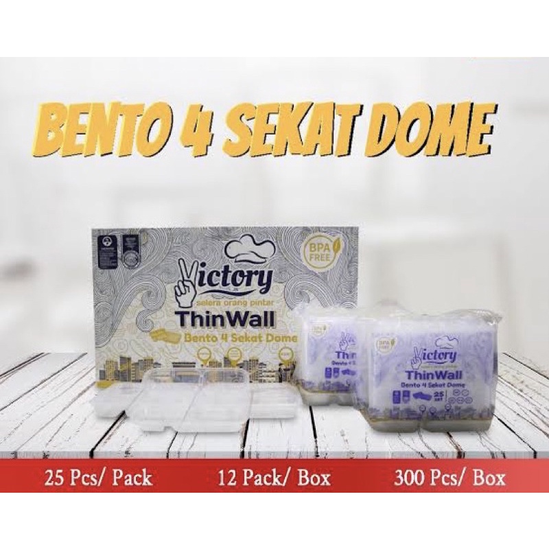 Thinwall Victory Bento / Thinwall Bento Sekat 4 DOME -25pcs