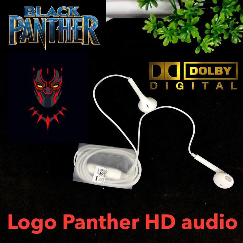 Handsfree black phanter jack 3.5mm with logo premium hd sound dolby digital Promo Sen