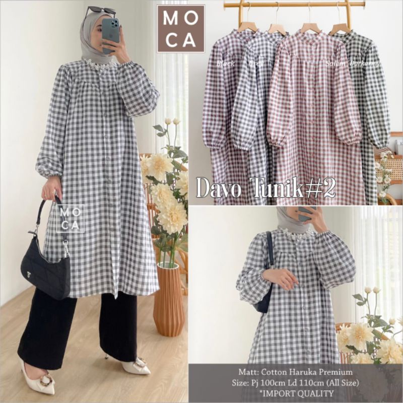 Tunik kotak terbaru Matt katun | Tunik Davo#2 mocca
