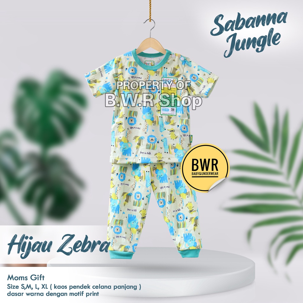 BWR [ 2 Setel ] CPR Setelan Moms Gift Terbaru Piyama Anak Baju Tidur Celana Pempers ( 1-4 Tahun )