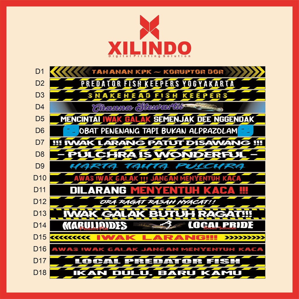 LIST STIKER STICKER AQUARIUM IKAN HIAS CHANA IWAK GALAK CUSTOM B TANK TAHAN AIR CUSTOM PREDATOR ATAS