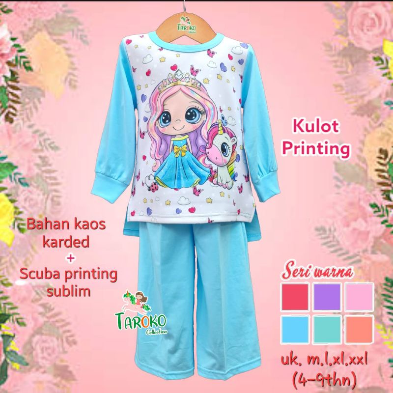 SETELAN KULOT ANAK OVERSIZE SLEBEW 3-8 TAHUN LENGAN PANJANG PRINCESS UNICORN BY TAROKO / SETELAN ANAK CEWEK OVERSIZE SLEBEW