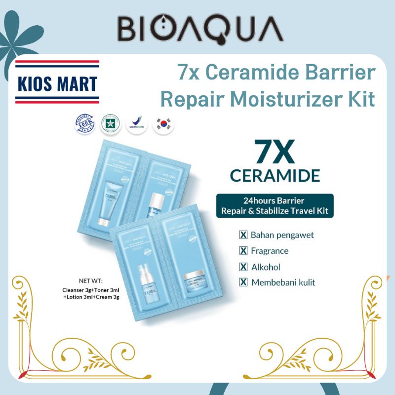 Bioaqua 7X Ceramide Skin Barrier Repair Moisturizer Travel Kit Skincare Paket
