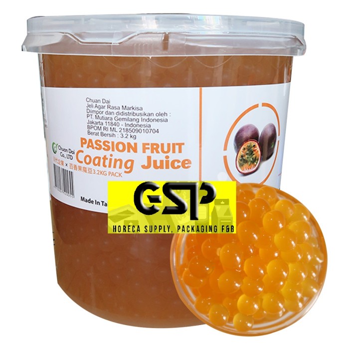 

Tokopratiwiw - Popping Boba Passion Fruit Coating Juice 3.2Kg / Pail , Import Taiwan