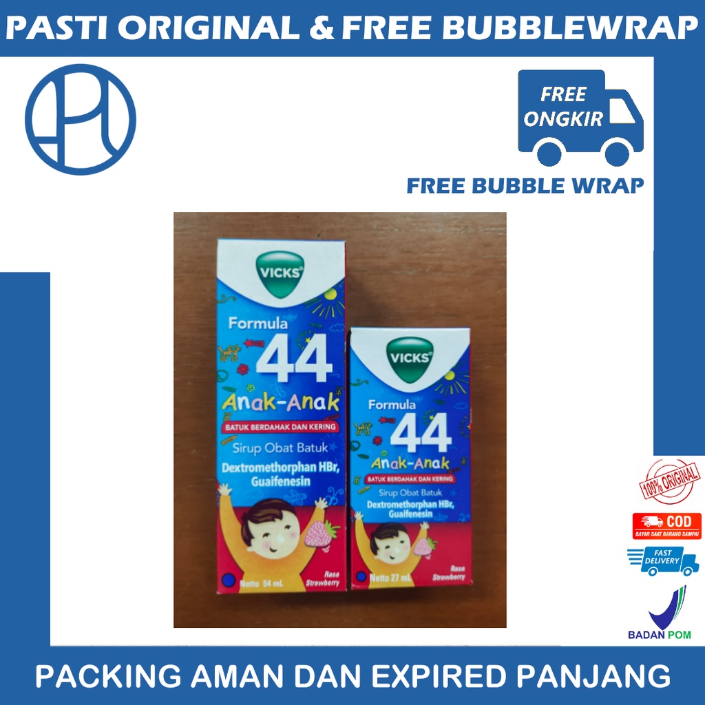 VICKS FORMULA 44 ANAK RASA STRAWBERRY SIRUP KEMASAN 27ML DAN 54ML