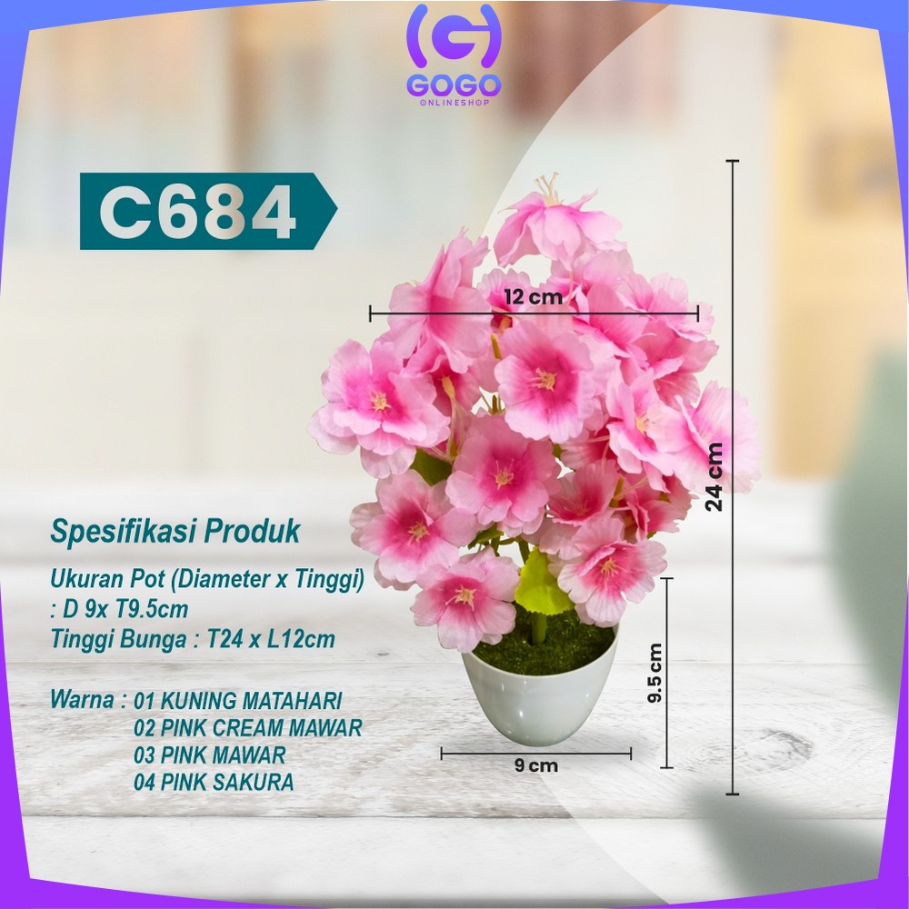 GOGO-C682 C684 Pot Tanaman Bunga Lily Artificial Dekorasi Rumah / Tanaman Hias Plastik Pot Bunga Hias Bunga Artifisial Dekorasi