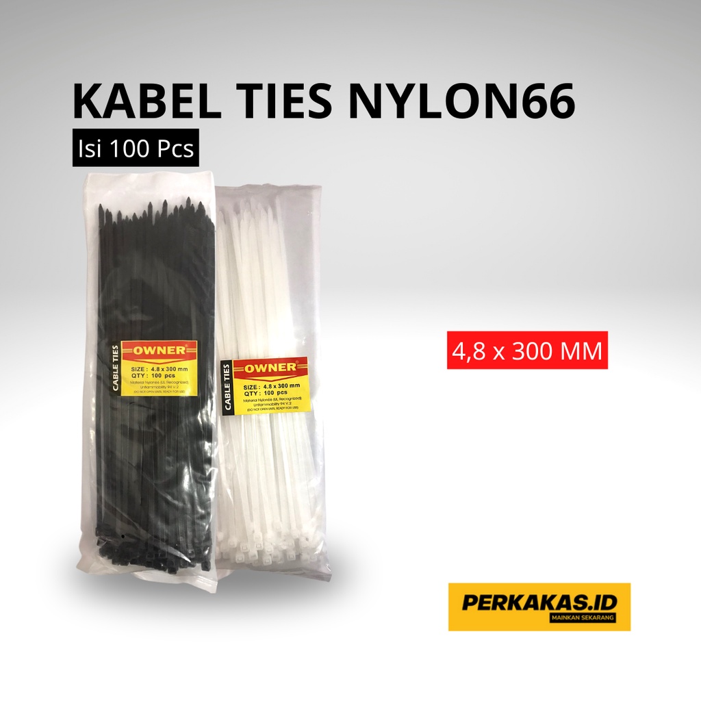 Kabel Ties Hitam Putih 10cm 15cm 20cm 25cm 30cm Isi 100Pcs OWNER