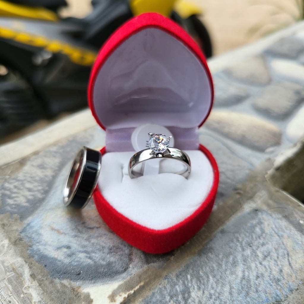 Cincin zikron mata TITANIUM Korean Fashion Couple Tunangan Titanium Emas Anti Karat Model TERBARU 2021 Untuk Pria Dan wanita free box