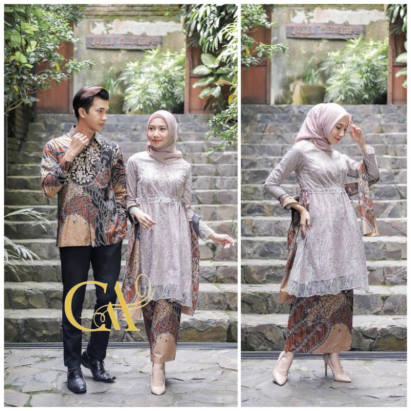 Kebaya Couple Modern Baju Wisuda Tunangan Lamaran Terbaru Set Kebaya Batik Pekalongan Terlaris