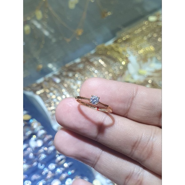 cincin soliter mata satu list polos emas