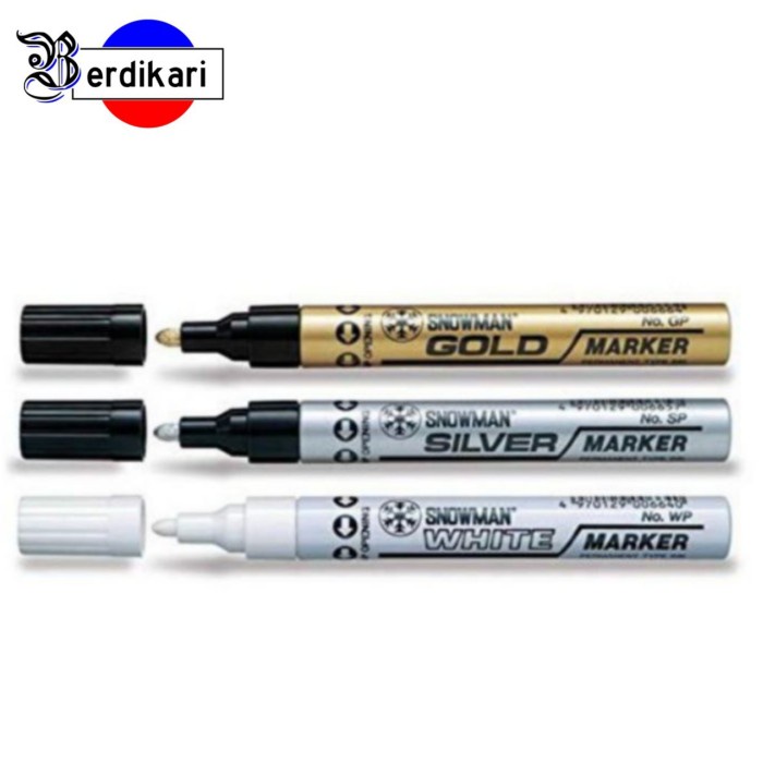 

Produk Terbaik] Spidol Paint Marker Permanen Medium Gold Silver White Snowman Besar