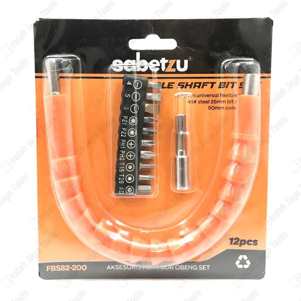 SABETZU FBS82-200 Flexible Extension SET 12 Mata Kepala Bor Obeng