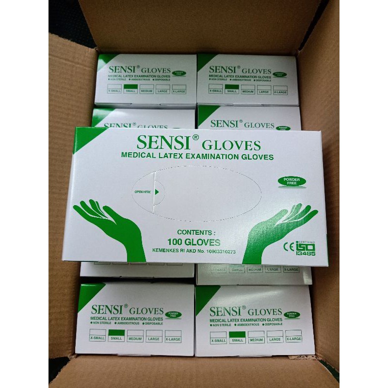 Sarung Tangan Sensi Latex Powder Free / Sensi Gloves Medical Latex Powder Free/ Handscoon Medis Sensi isi 100's