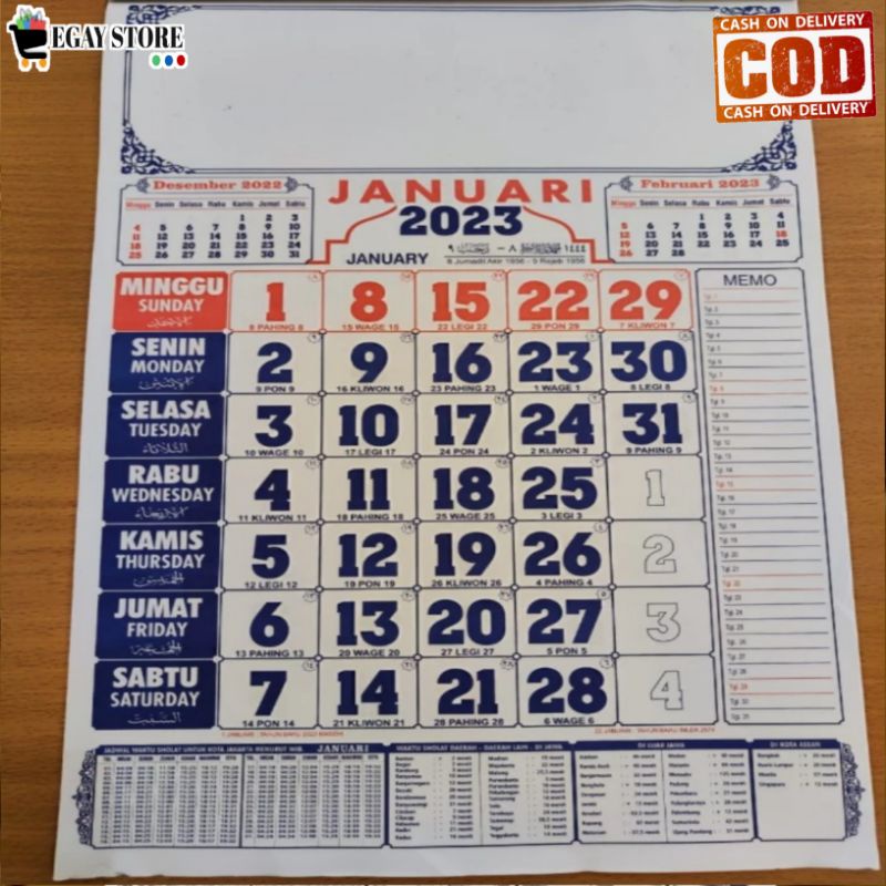 

Kalender Tahun 2023 Lengkap Jadwal Sholat Catatan Memo