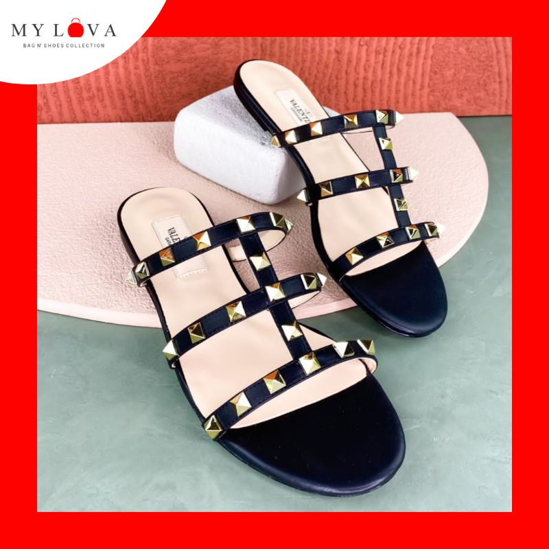[Mirror VIP] Valentino Rockstud Flat Sendal Sandal Teplek Branded
