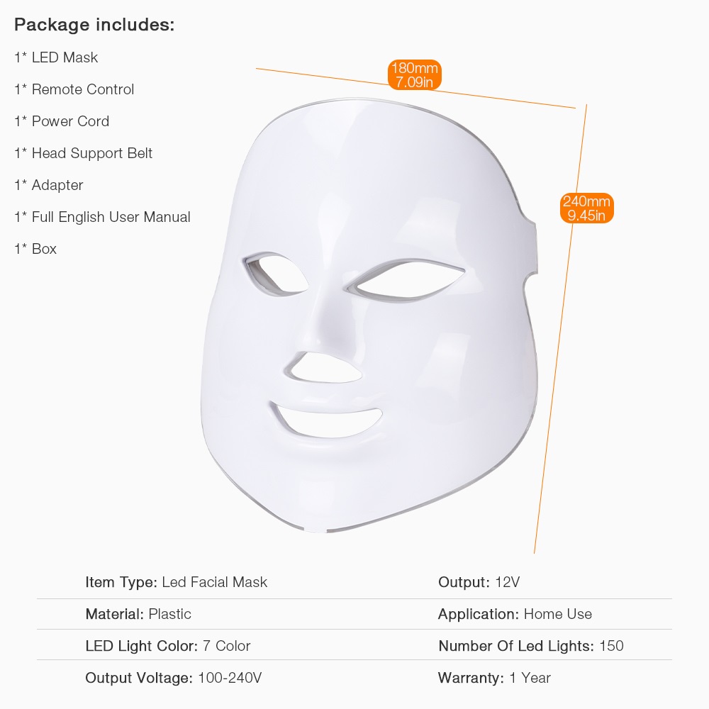 【1-3 Days Delivery】Foreverlily 7 Led Facial Mask Masker LED PDT LIGHT 7IN1 LED MASK Masker Light 7 Warna Led Mask Photon Therapy Alat Perawatan Wajah Penggunaan Pengisian Daya 7 Colors Led Masker Wajah