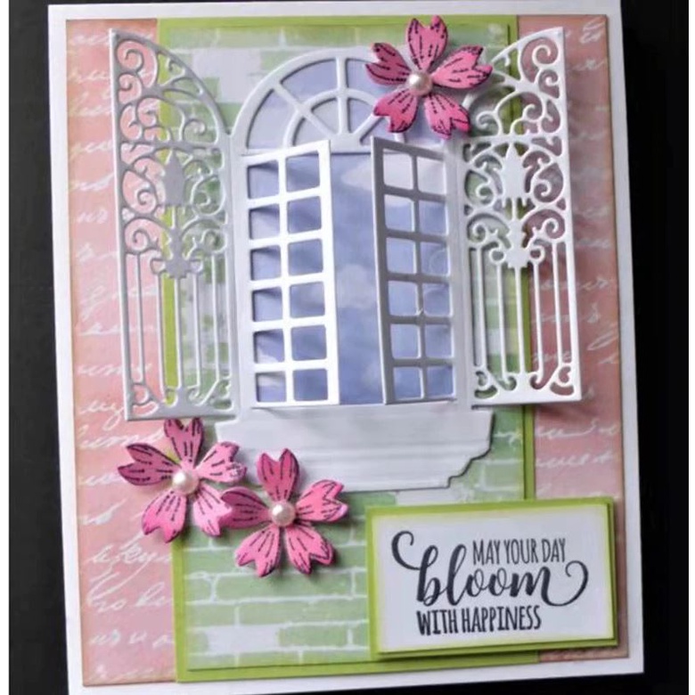 

gk LovelyCraft Metal cutting dies #045 ~ cetakan stensil stencil small window jendela untuk bujo,