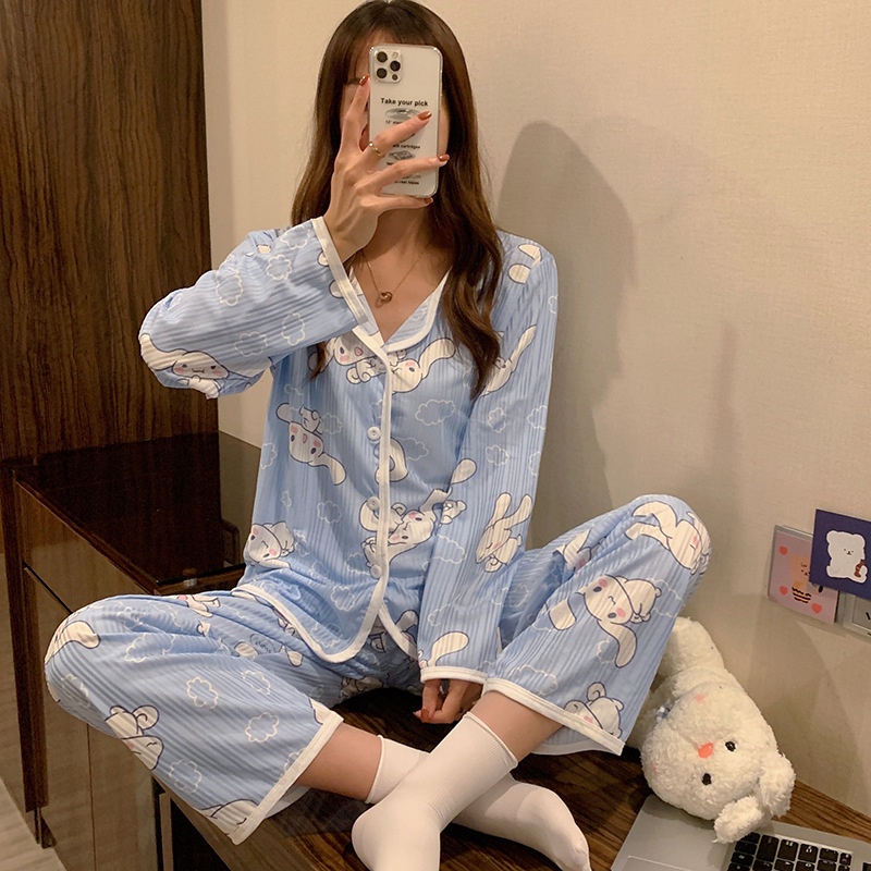 TELLY ➡️ 342 Set Baju Tidur Wanita Dewasa Celana Panjang Piyama Model Kemeja HP Import Korea Motif Kekinian