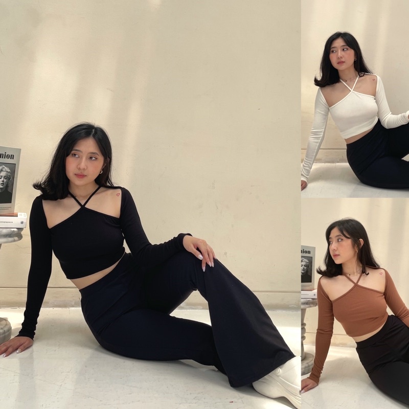 Somi Top - Atasan Wanita - Longsleeve 024 Basic Coulour - Atasan Rib Knit Import - Hemmy Top - NKD