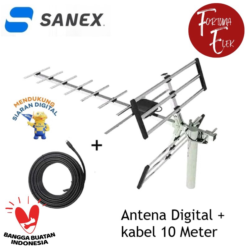 Sanex Antenna TV Digital Outdoor SN 889 + Free Kabel Antenna 10 Meter