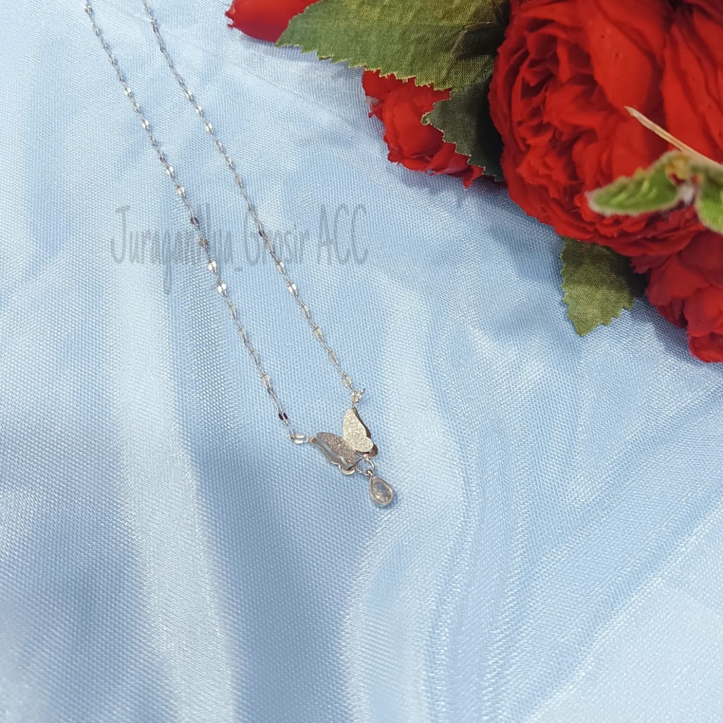 KALUNG TITANIUM BUTTERFLY GRITER PERMATA MEWAH ANTI KARAT&amp;ANTI LUNTUR