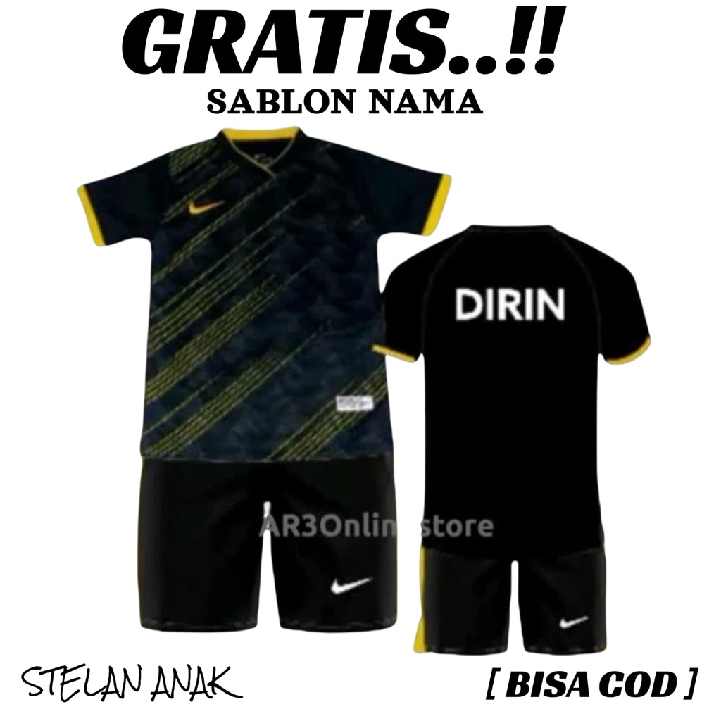 ( FREE SABLON NAMA ) Baju olahraga anak laki/perempuan kaos bola futsal badminton volly usia SD SMP 5 - 14 tahun