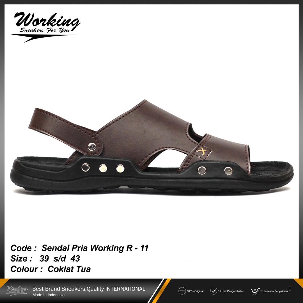 Sandal Kulit Pria Original Working R-11 Terbaru Nyaman Dipakai