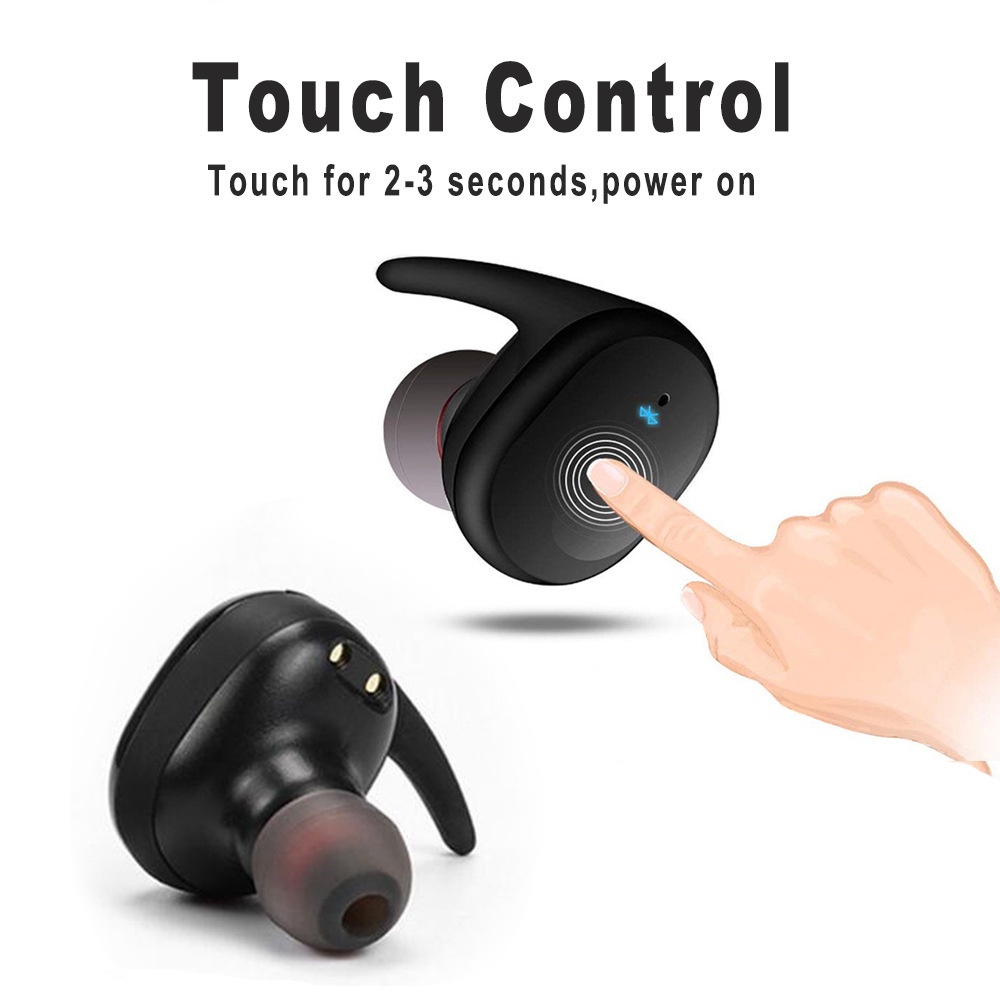 (COD)TWS Headset Bluetooth 5.0 9D Stereo Touch Smart Wireless Earphone With Microphone Power Bank