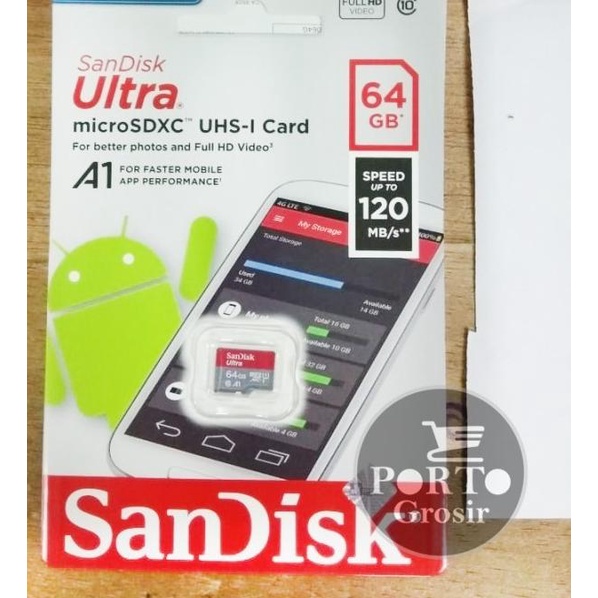 Sandisk Micro SD 64GB CLASS 10 Non Adapter MicroSD Memory Card 64 GB - 100 Mbps